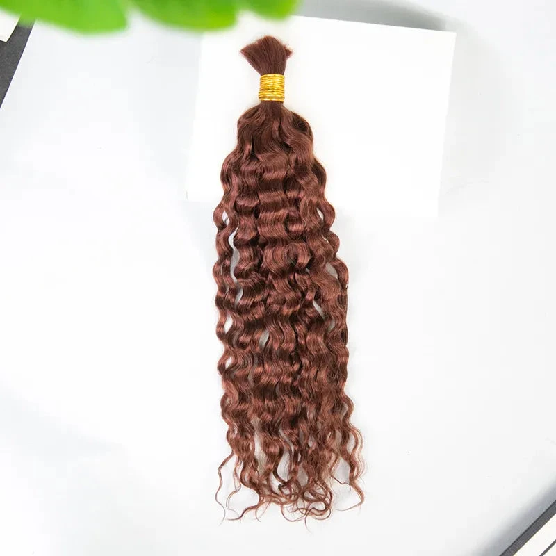 #33 Dark Auburn Water Wave Bulk Hair Extensions For Braiding 6 #33 Dark Auburn Water Wave Bulk Hair Extensions For Braiding - Image 4