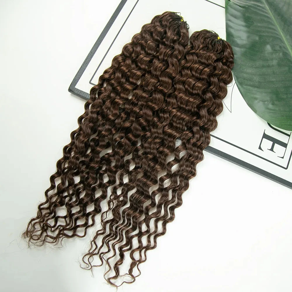 #4 Medium Brown Water Wave Human Crochet Hair - Image 3