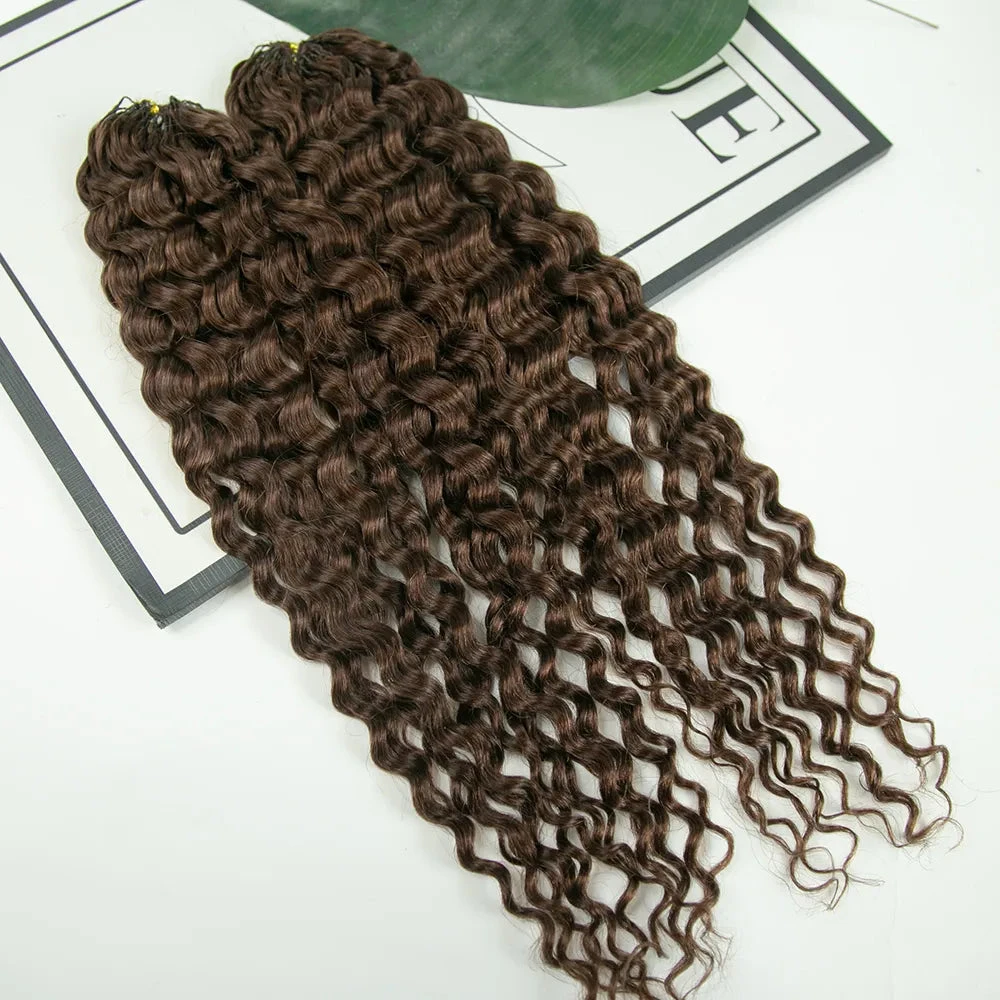 #4 Medium Brown Water Wave Human Crochet Hair - Image 2