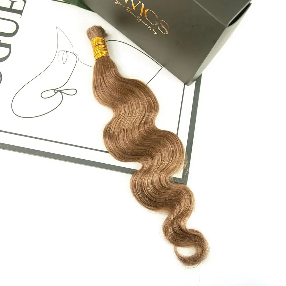 Color #8 Light Brown Body Wave Bulk Human Braiding Hair 6 Color #8 Light Brown Body Wave Bulk Human Braiding Hair - Image 4