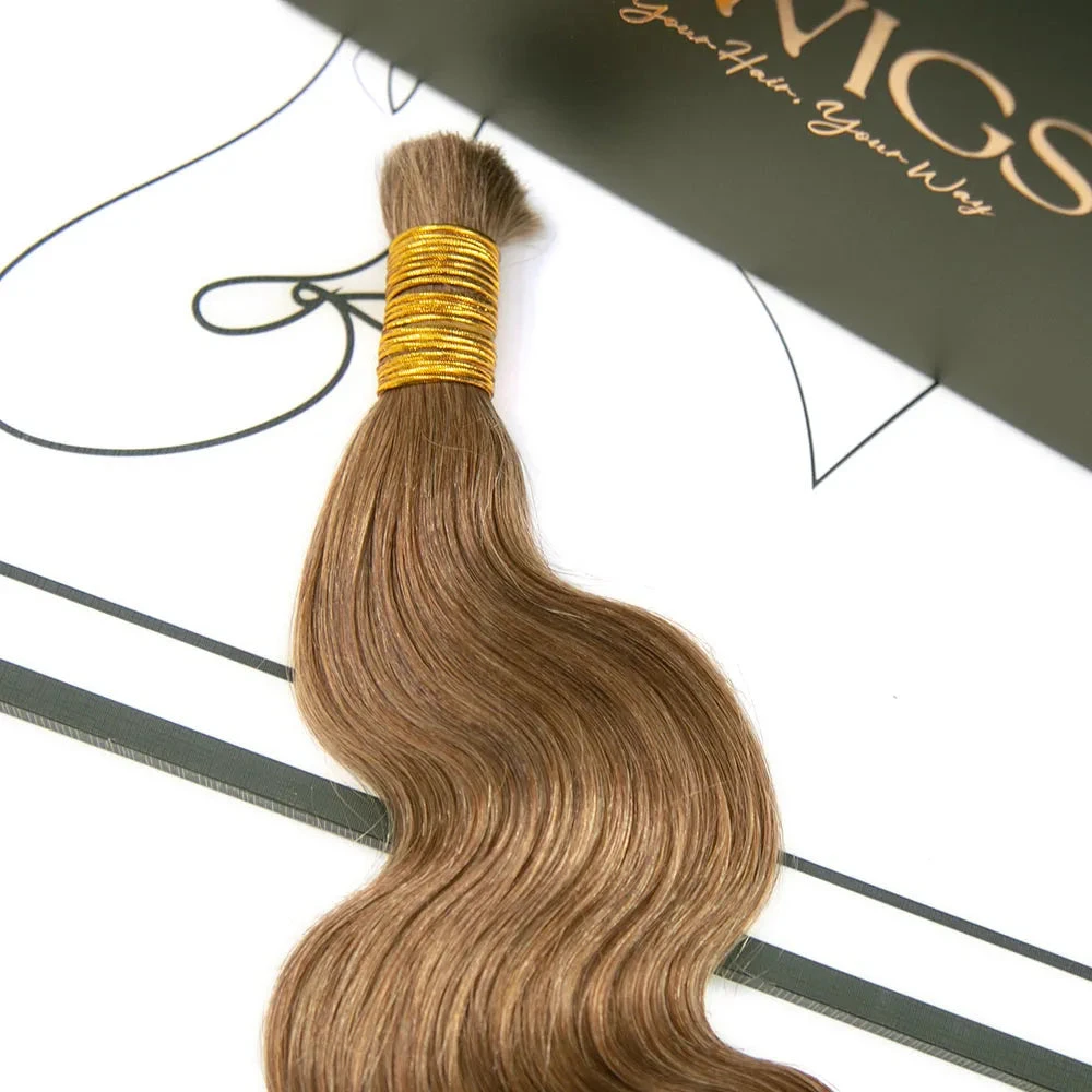 Color #8 Light Brown Body Wave Bulk Human Braiding Hair 7 Color #8 Light Brown Body Wave Bulk Human Braiding Hair - Image 5