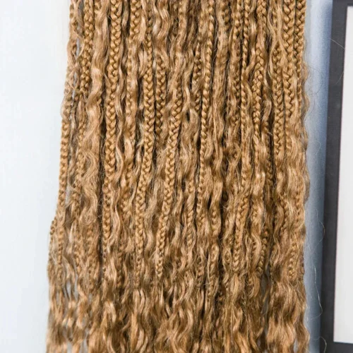 Honey Blonde Crochet Boho Box Braids With Human Hair Curls -Hot Lingerie Hub crochet boho box braids with curly human hair