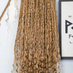 Honey Blonde Crochet Boho Box Braids With Human Hair Curls -Hot Lingerie Hub crochet boho box braids ywigs