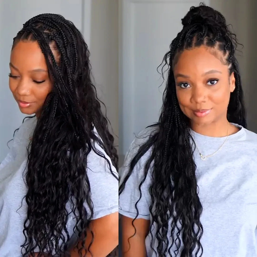 Crochet Mermaid Braids With Loose Wave Human Hair Curls 3 Crochet Mermaid Braids With Loose Wave Human Hair Curls
