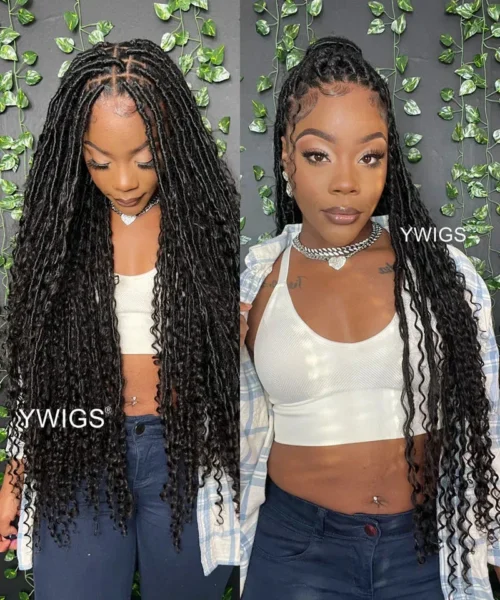 Pre-looped Crochet Boho Locs With Human Hair Curls -Hot Lingerie Hub crochet soft locs with human hair curls
