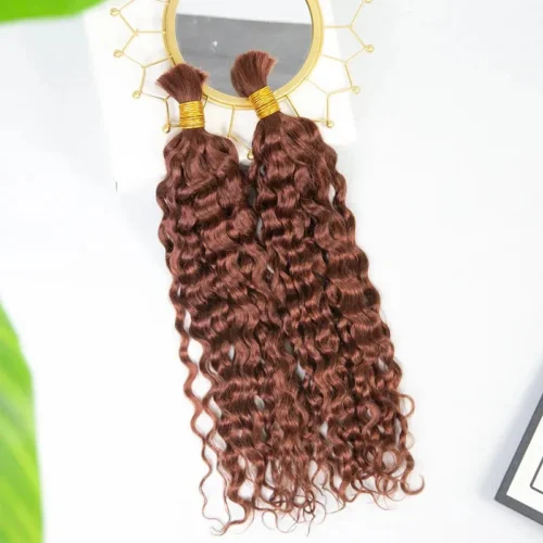 #33 Dark Auburn Water Wave Bulk Hair Extensions For Braiding -Hot Lingerie Hub curly braiding hair dark auburn