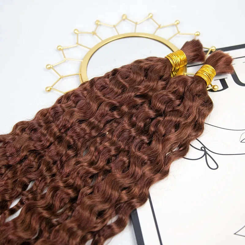 #33 Dark Auburn Water Wave Bulk Hair Extensions For Braiding 4 #33 Dark Auburn Water Wave Bulk Hair Extensions For Braiding - Image 2