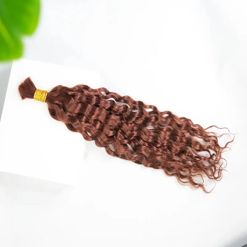 #33 Dark Auburn Water Wave Bulk Hair Extensions For Braiding 7 #33 Dark Auburn Water Wave Bulk Hair Extensions For Braiding - Image 5
