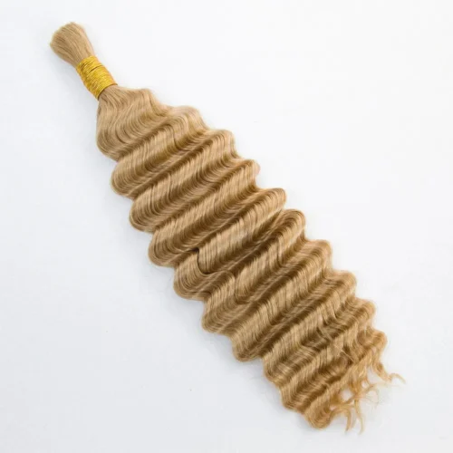 Double Drawn Burmese Color #27 Honey Blonde Deep Wave Human Hair Bulk -Hot Lingerie Hub double drawn color 27 honey blonde human hair bulk