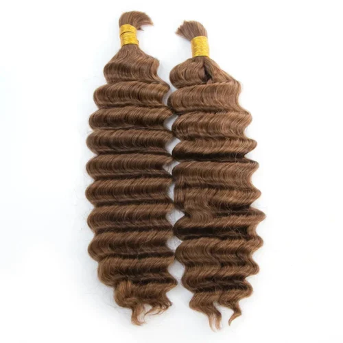 Double Drawn Burmese Color #30 Light Brown Deep Wave Human Hair Bulk