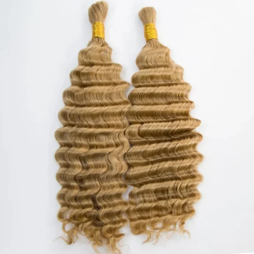 Double Drawn Burmese Color #27 Honey Blonde Deep Wave Human Hair Bulk -Hot Lingerie Hub double drawn honey blonde human hair bulk