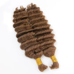 Double Drawn Burmese Color #30 Light Brown Deep Wave Human Hair Bulk -Hot Lingerie Hub double drawn light brown boho deep wave human hair bulk