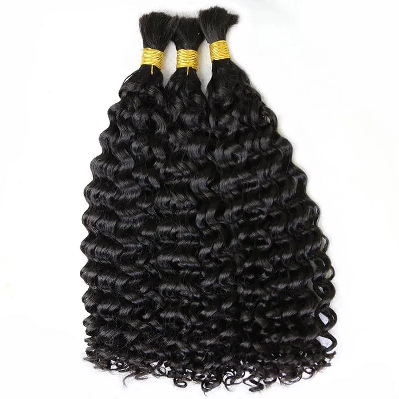 Double Drawn Burmese Spanish Curl Human Braiding Hair 4 Double Drawn Burmese Spanish Curl Human Braiding Hair - Image 2
