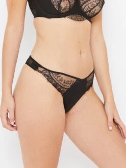 Ellianna Black Vintage Lace Thong