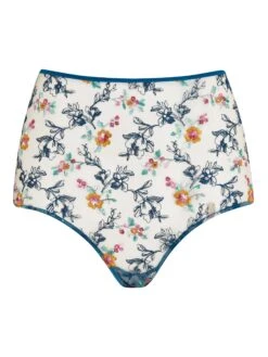 Evelyn Cyan Floral Embroidered High Waist Knickers