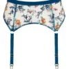 Evelyn Cyan Floral Embroidered Suspender Belt -Hot Lingerie Hub evelyn cyan floral suspender belt ghost