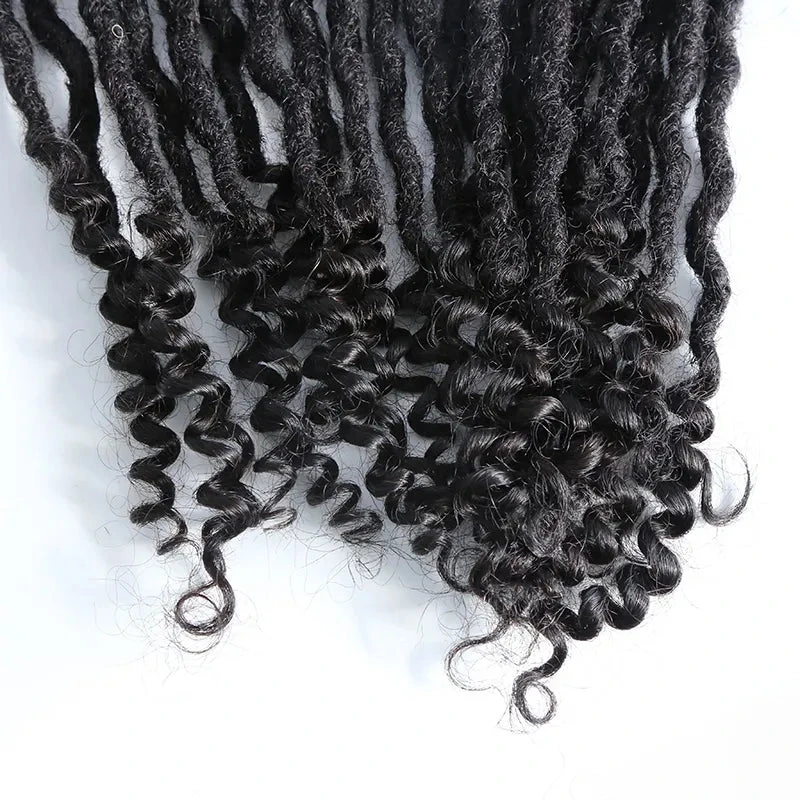 Pre-Looped Human Hair Loc Extensions With Curly Ends 12 Pre-Looped Human Hair Loc Extensions With Curly Ends - Image 10