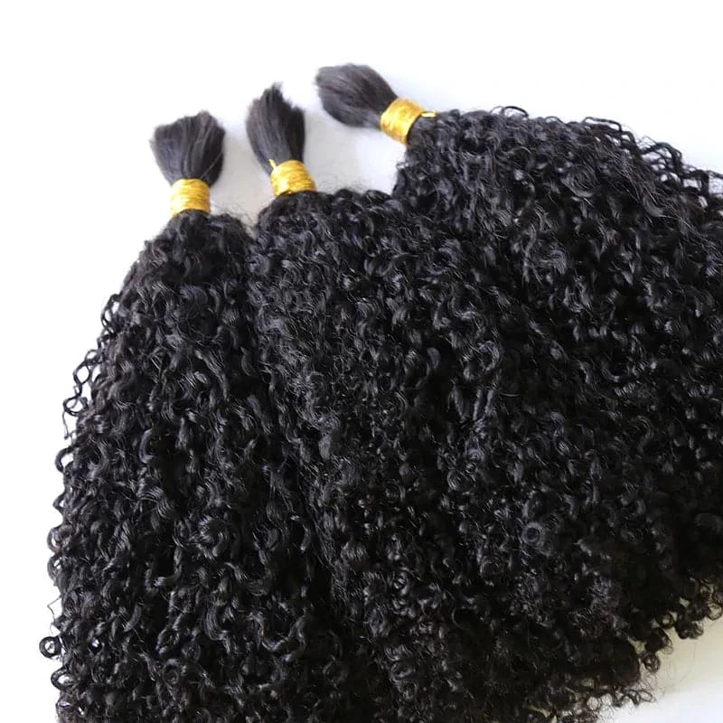 Double Drawn Burmese Multi-Textured Kinky Curly Human Braiding Hair 4 Double Drawn Burmese Multi-Textured Kinky Curly Human Braiding Hair - Image 2
