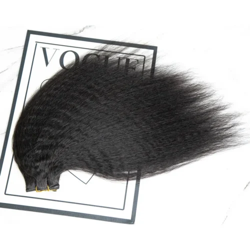 Ultra Thin Genius Weft Bundle Human Hair Extensions Kinky Straight