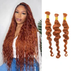 #350 Flaming Ginger Loose Wave Bulk Human Hair Extensions For Braiding