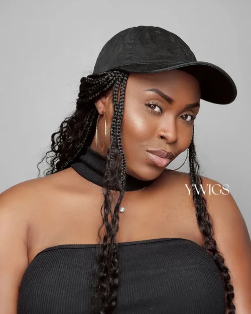 💥Flash Sale | Grab & Go Braids Cap Wig Boho Style With Human Hair Curls -Hot Lingerie Hub grab ga braids cap wig boho style with curly human hair pieces
