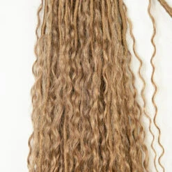 #27 Honey Blonde Pre-looped Crochet Boho Locs With Human Hair Curls -Hot Lingerie Hub honey blonde crochet boho locs with virgin human hair curls