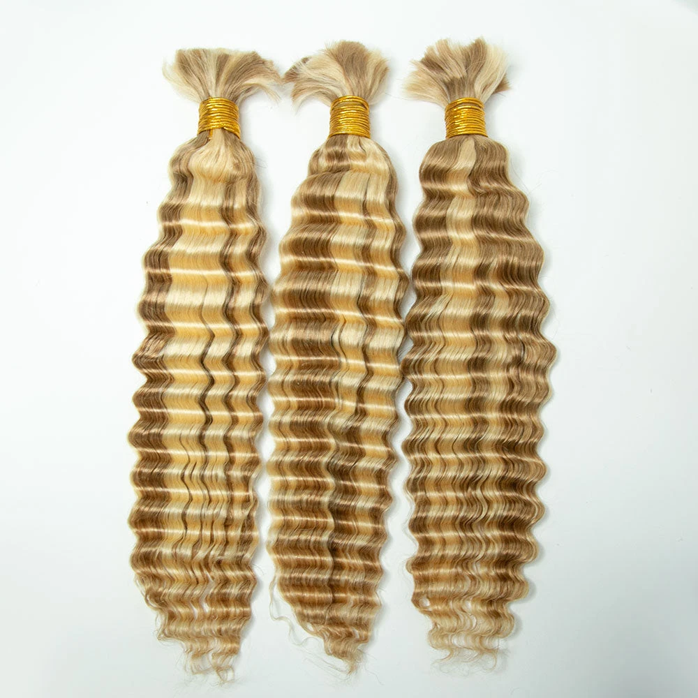 #27/#613 Piano Color Deep Wave Bulk Hair Extensions For Braiding 3 #27/#613 Piano Color Deep Wave Bulk Hair Extensions For Braiding