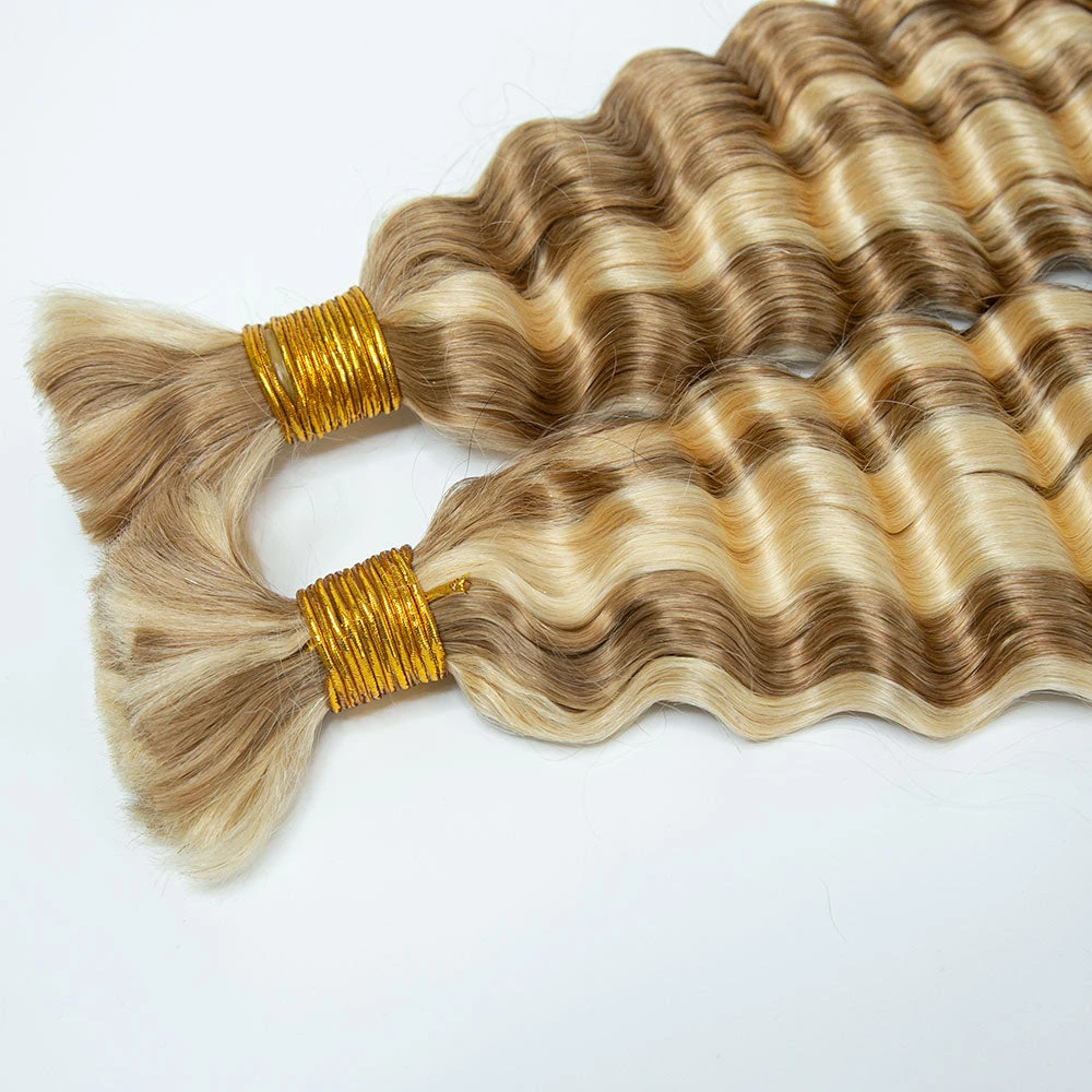 #27/#613 Piano Color Deep Wave Bulk Hair Extensions For Braiding 5 #27/#613 Piano Color Deep Wave Bulk Hair Extensions For Braiding - Image 3
