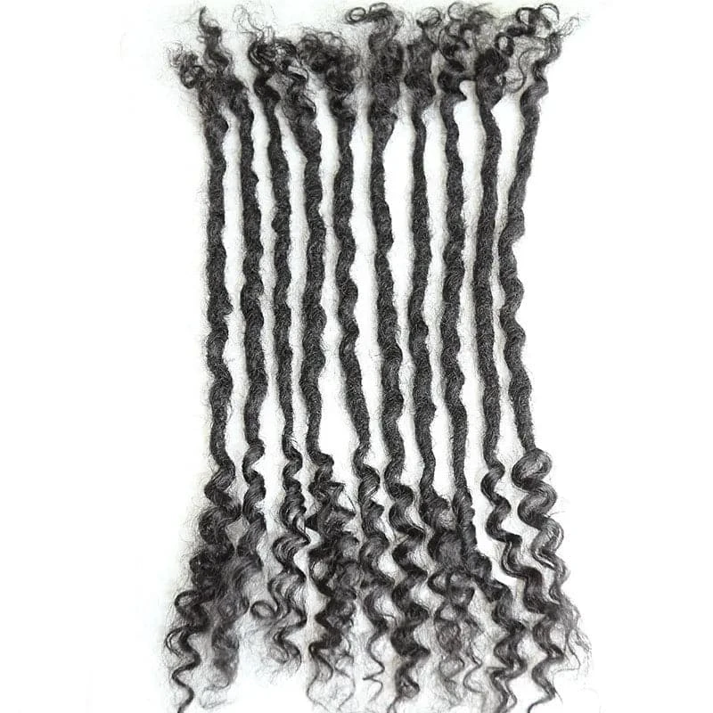 Human Hair Loc Extensions With Curly Ends- Natural Black #1B 3 Human Hair Loc Extensions With Curly Ends- Natural Black #1B