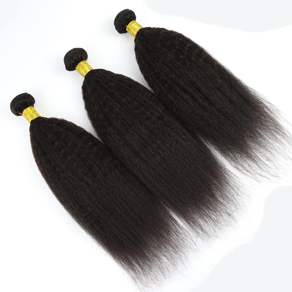 Kinky Straight Human Hair Bundles Natural Color 4 Kinky Straight Human Hair Bundles Natural Color - Image 2
