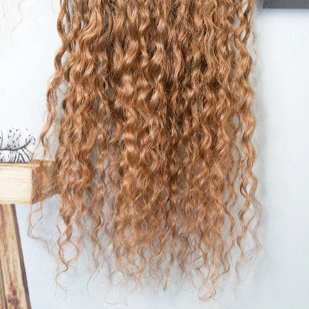 Light Brown Crochet Boho Box Braids With Human Hair Curls 6 Light Brown Crochet Boho Box Braids With Human Hair Curls - Image 4