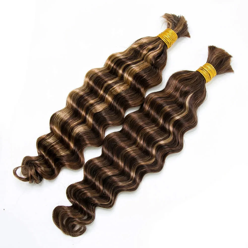 #4/#27/#30 Mix Color Blend Loose Deep Wave Bulk Human Braiding Hair 7 #4/#27/#30 Mix Color Blend Loose Deep Wave Bulk Human Braiding Hair - Image 5