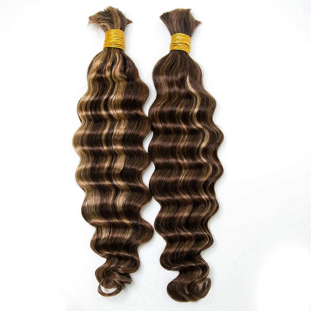 #4/#27/#30 Mix Color Blend Loose Deep Wave Bulk Human Braiding Hair 6 #4/#27/#30 Mix Color Blend Loose Deep Wave Bulk Human Braiding Hair - Image 4