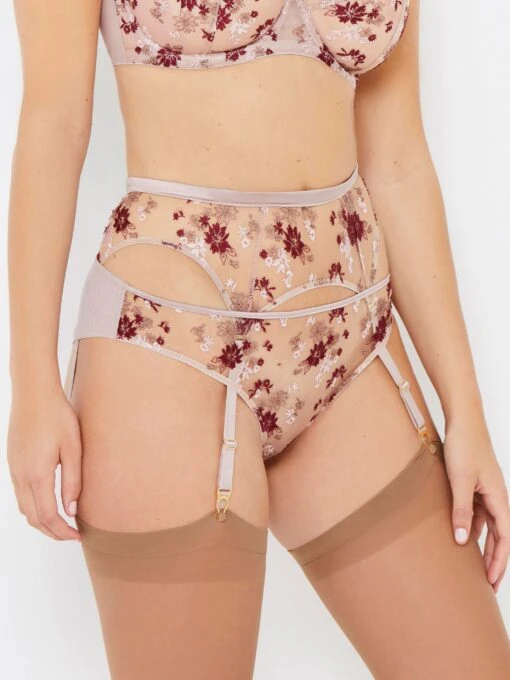 Madalyn Vintage Rose Floral Mesh Suspender Belt