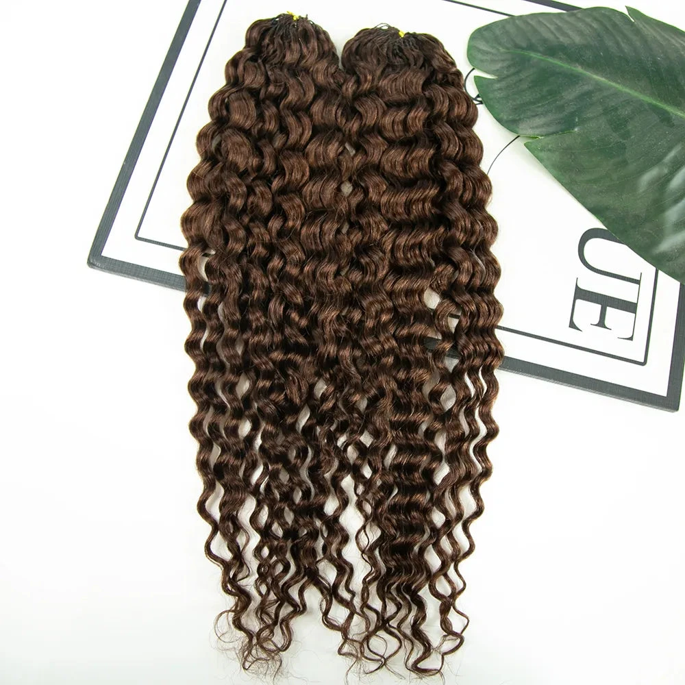 #4 Medium Brown Water Wave Human Crochet Hair