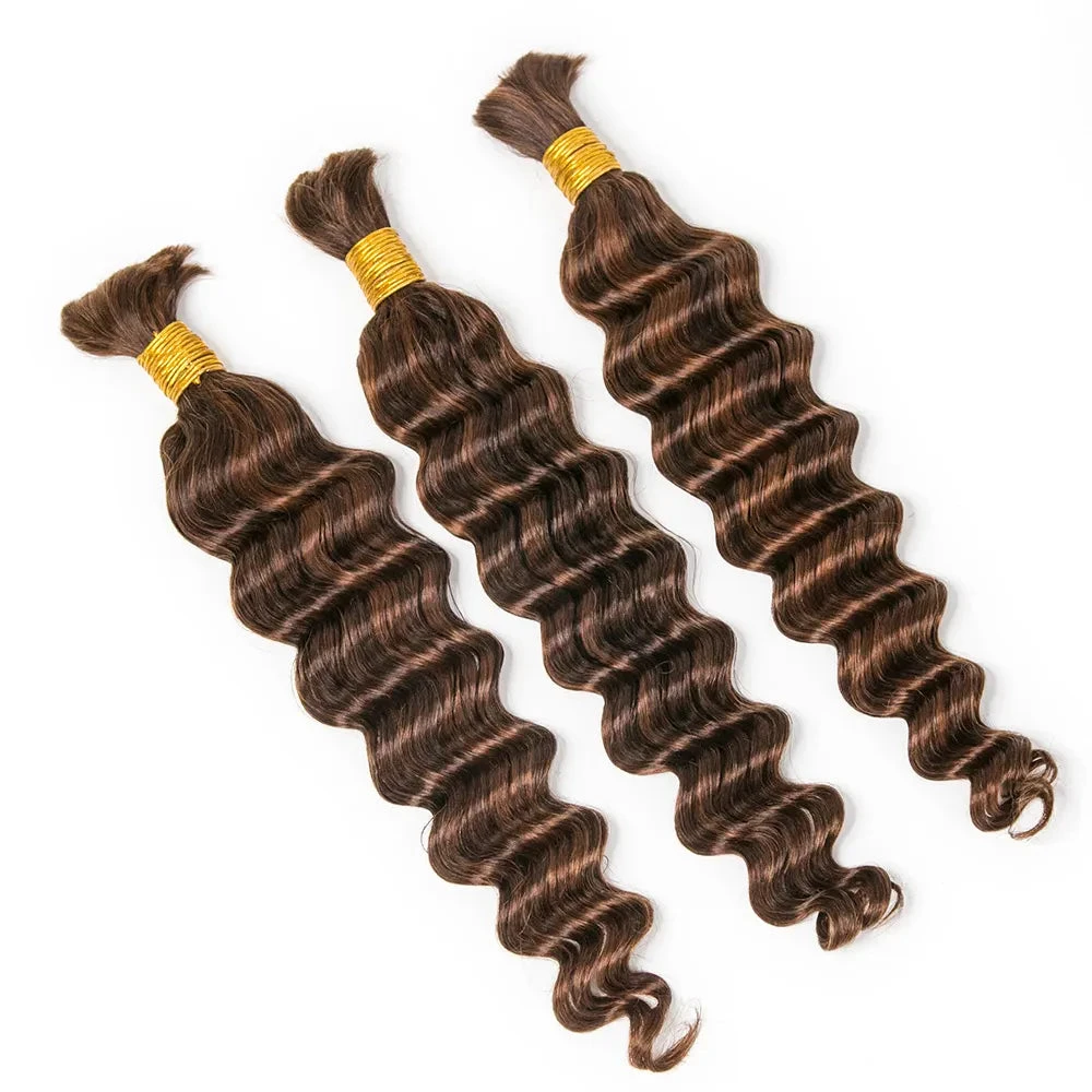 #4/#30 Mix Color Blend Loose Deep Wave Bulk Human Braiding Hair 5 #4/#30 Mix Color Blend Loose Deep Wave Bulk Human Braiding Hair - Image 3