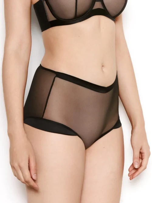 Nina Black Mesh High Waisted Knickers