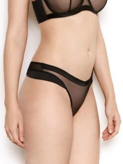 Nina Black Mesh Thong