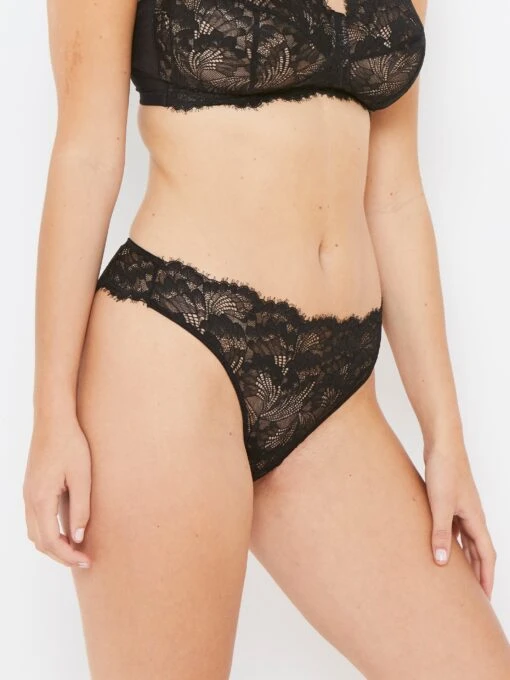 Olivia Black Stretch Lace Thong