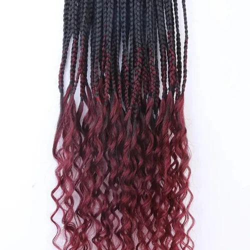 Ombre Burgundy Crochet Box Braids With Human Hair Ends 12 Ombre Burgundy Crochet Box Braids With Human Hair Ends -Hot Lingerie Hub ombre burgundy box braids