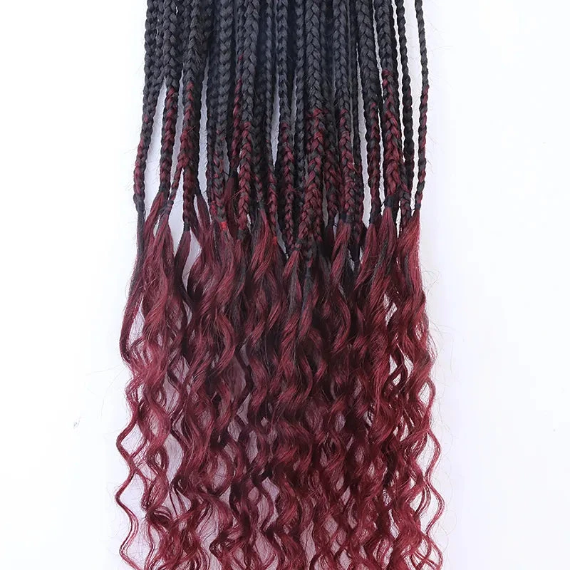 Ombre Burgundy Crochet Box Braids With Human Hair Ends 6 Ombre Burgundy Crochet Box Braids With Human Hair Ends - Image 4