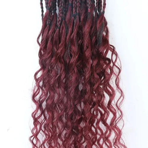 Ombre Burgundy Crochet Box Braids With Human Hair Ends 13 Ombre Burgundy Crochet Box Braids With Human Hair Ends -Hot Lingerie Hub ombre burgundy crochet box braids with human hair ends