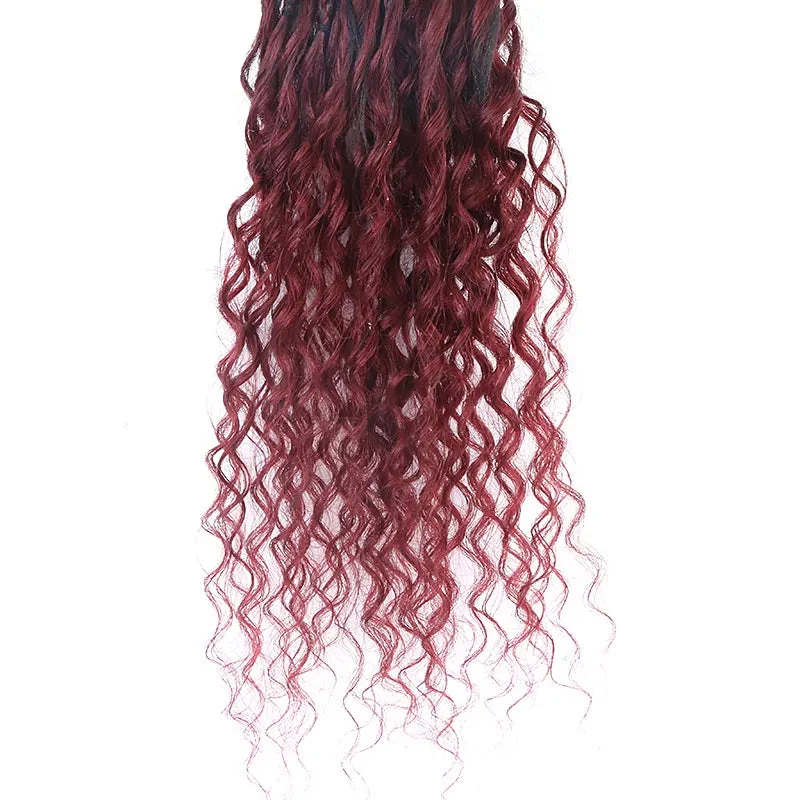 Ombre Burgundy Crochet Box Braids With Human Hair Ends 8 Ombre Burgundy Crochet Box Braids With Human Hair Ends - Image 6