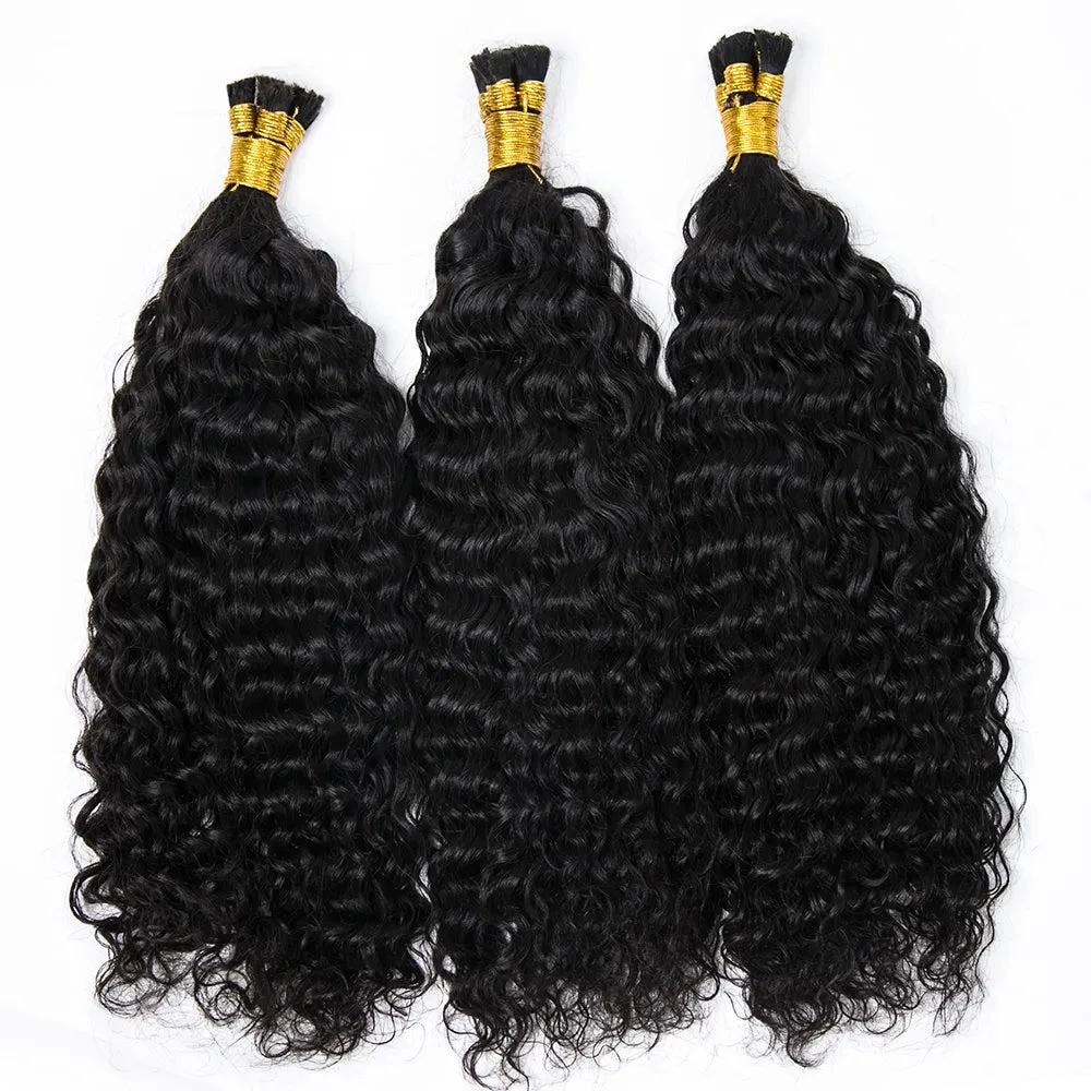 Pre-Divided Double Drawn Burmese Water Wave Human Hair Bulk 3 Pre-Divided Double Drawn Burmese Water Wave Human Hair Bulk