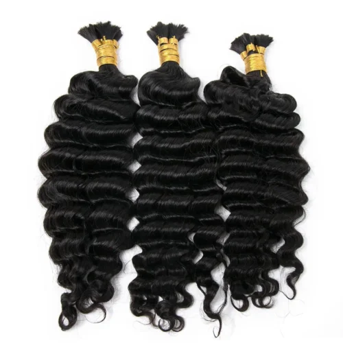Pre-Divided Double Drawn Burmese Deep Wave Human Hair Bulk