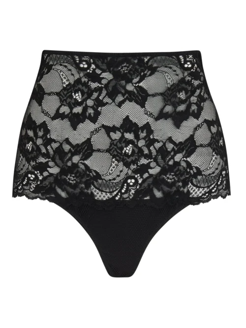 Simone Black Stretch Lace High Waist Knickers
