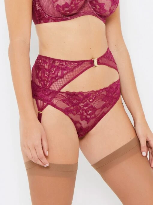 Simone Boysenberry Stretch Lace Suspender Belt