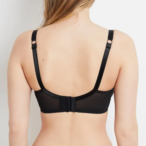 Sophia Balconette Black Lace Bra With Silk Quarter Cups -Hot Lingerie Hub sophia black bra back