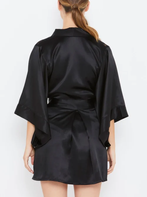 Sophia Black Silk Robe -Hot Lingerie Hub sophia black silk robe back scaled