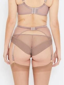 Sophia Café Lace High Waist Suspender Belt -Hot Lingerie Hub sophia cafe brown suspender belt back view